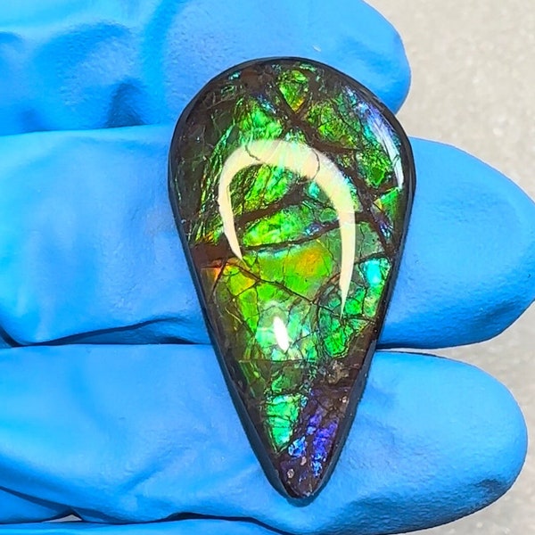 Loose Stone, Ammolite,Freeform, Cabochon 35x20mm,  Loose gemstone Canadian Ammonite,wrapping jewellery,Bright