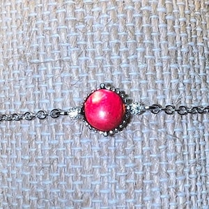 Bright red, Ammolite,.925 sterling silver, Bracelet, gemstone,.925 Sterling Silver