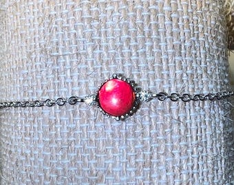 Bright red, Ammolite,.925 sterling silver, Bracelet, gemstone,.925 Sterling Silver