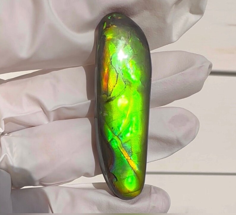 Loose Stone, Ammolite,Freeform, Cabochon 56x17mm, Loose gemstone Canadian Ammonite,wrapping jewellery, image 1