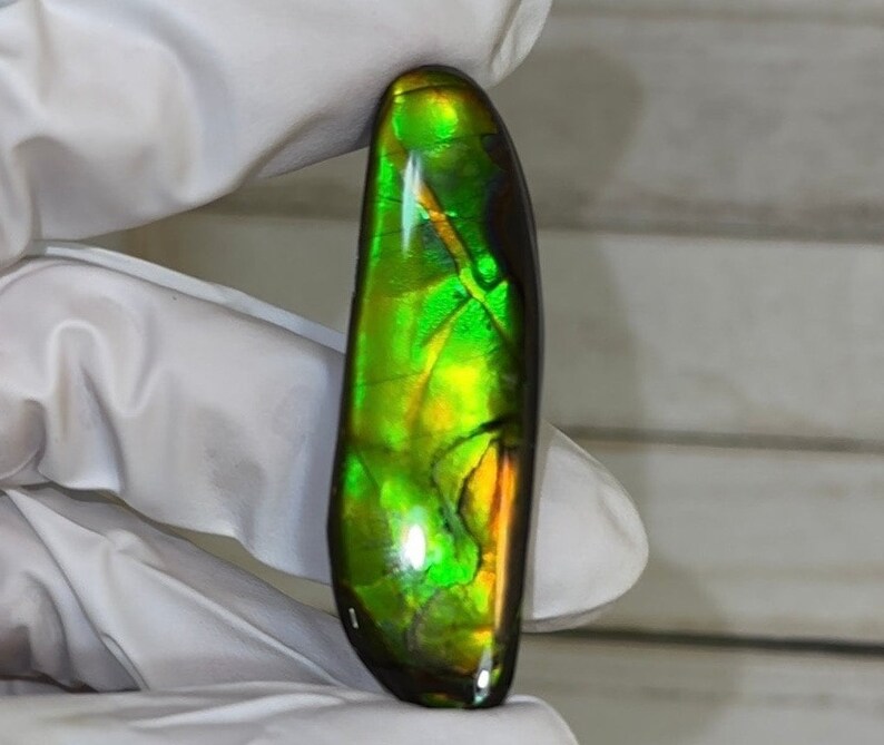 Loose Stone, Ammolite,Freeform, Cabochon 56x17mm, Loose gemstone Canadian Ammonite,wrapping jewellery, image 2