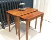 Guy Rogers Pair of Solid Teak Nesting Side Coffee Tables Minimal Scandinavian CAN DELIVER