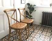 2 x DESIGNER Solid Wood Bentwood Bergere Cross Back Dining Chairs CAN DELIVER