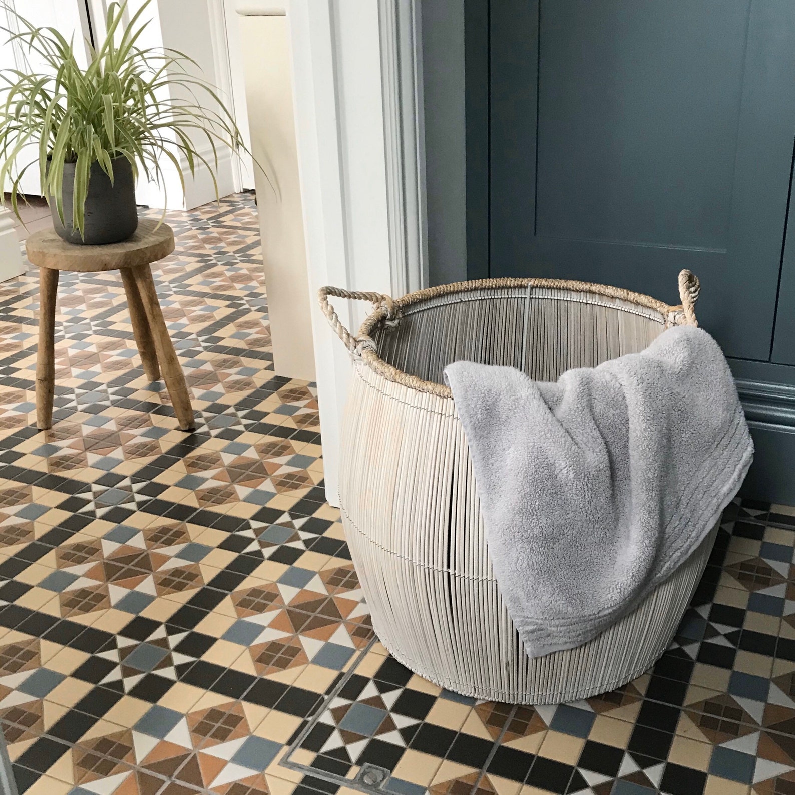 BASKET John Lewis Washing Basket White Washed Gray Natural Bathroom ...