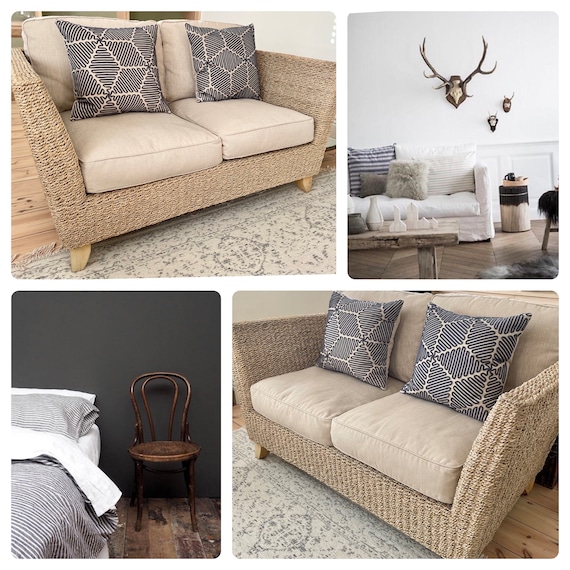 SOFA 2 Seater Marks and Spencer Compact Natural Stone Weave Upholstery Raffia Upper Scandi Sofa RP1200 Can Deliver Etsy