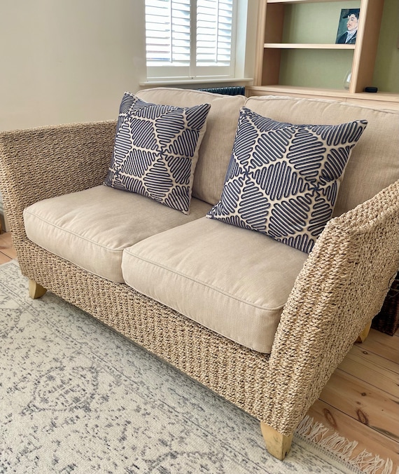 SOFA 2 Seater Marks and Spencer Compact Natural Stone Weave Upholstery Raffia Upper Scandi Sofa RP1200 Can Deliver Etsy