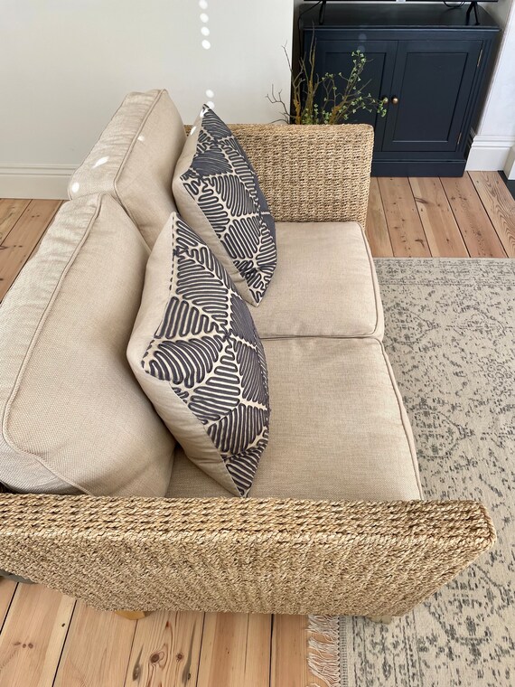 SOFA 2 Seater Marks and Spencer Compact Natural Stone Weave Upholstery Raffia Upper Scandi Sofa RP1200 Can Deliver Etsy