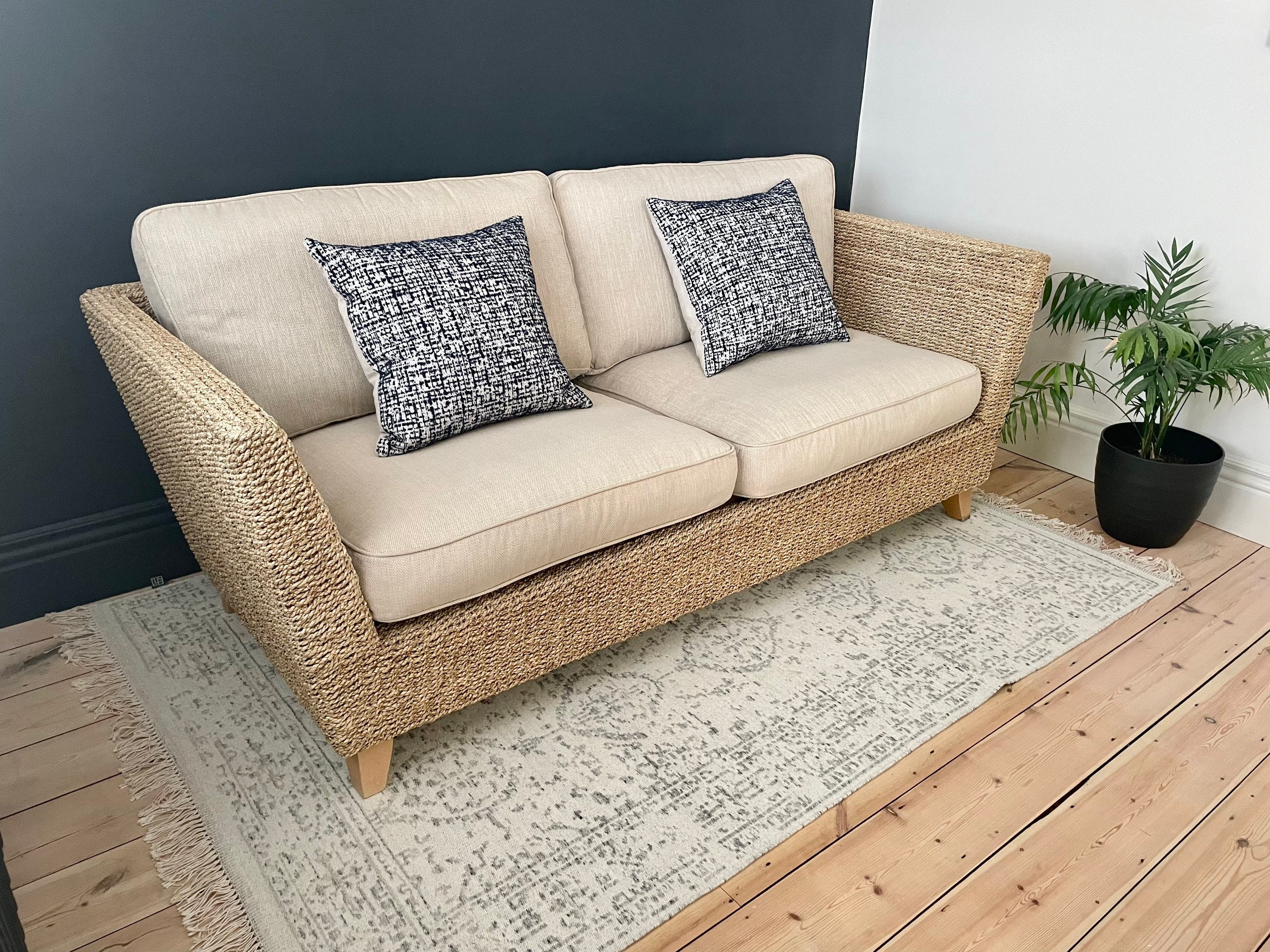 SOFA Super Marks and Spencer Quality Natural Stone Weave Upholstery