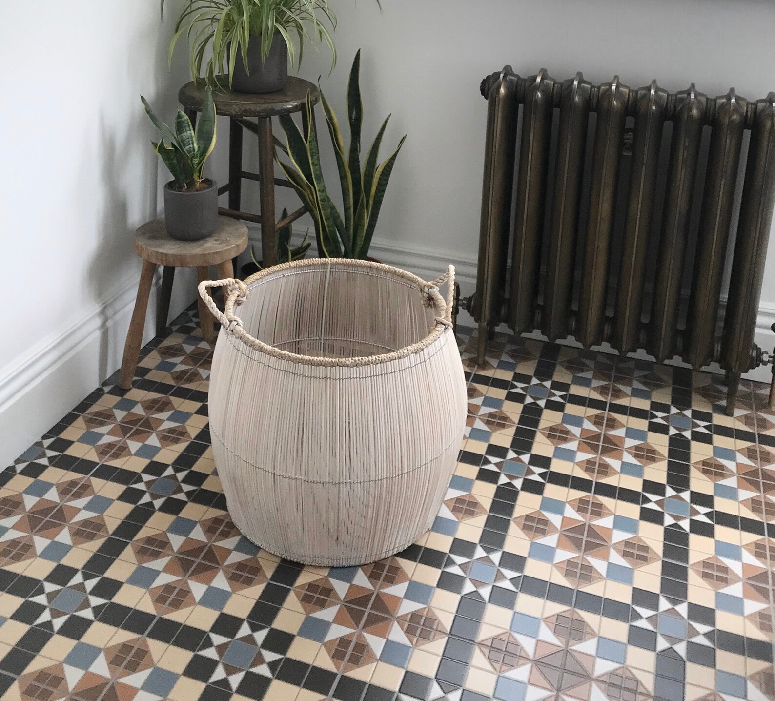 BASKET John Lewis Washing Basket White Washed Gray Natural Bathroom