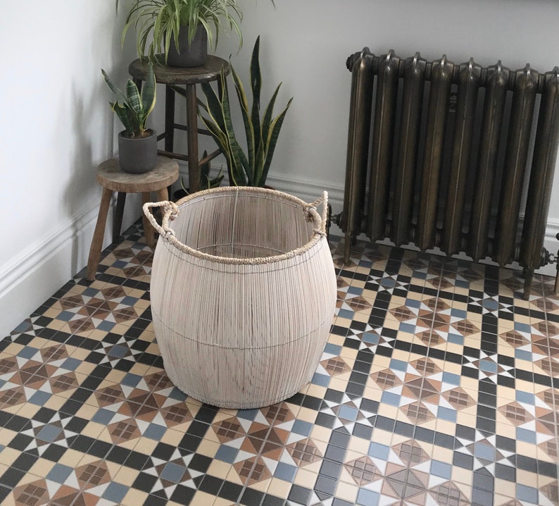 BASKET John Lewis Washing Basket White Washed Gray Natural Bathroom