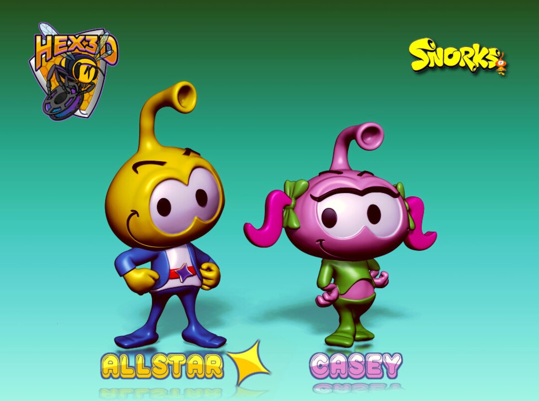 Hex3d 3D Printed Snorks Allstar Seaworthy and Casey Kelp Etsy