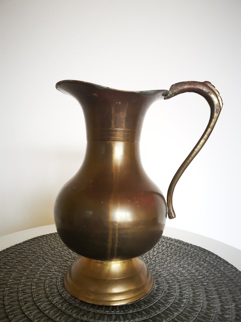 Vintage Rustic Unique Decor Brass Vase with One Handle Etsy