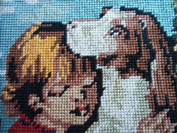 Finished Needlepoint Friends Forever Needlepoint Dog Cushion Etsy