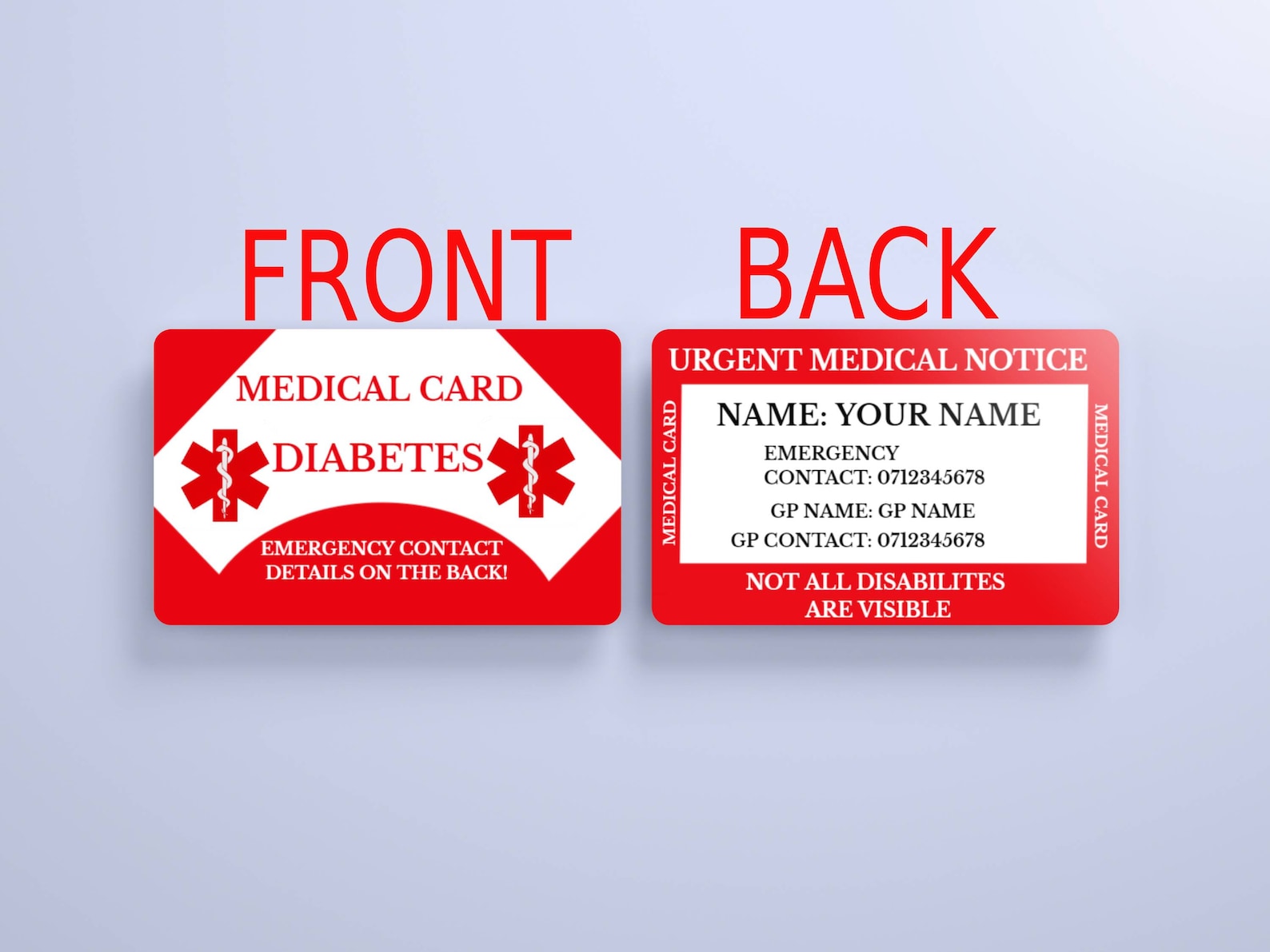 Diabetes Awareness medical Card PVC plastic Etsy