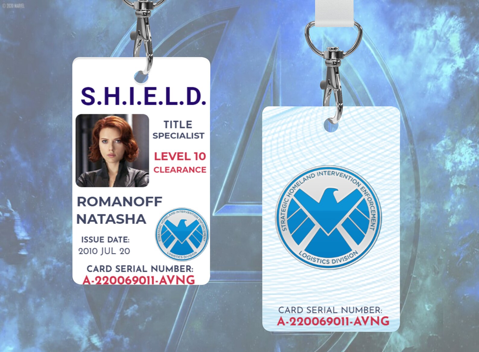 Avengers ID Badge Marvel S.H.I.E.L.D. ID Card Natasha | Etsy