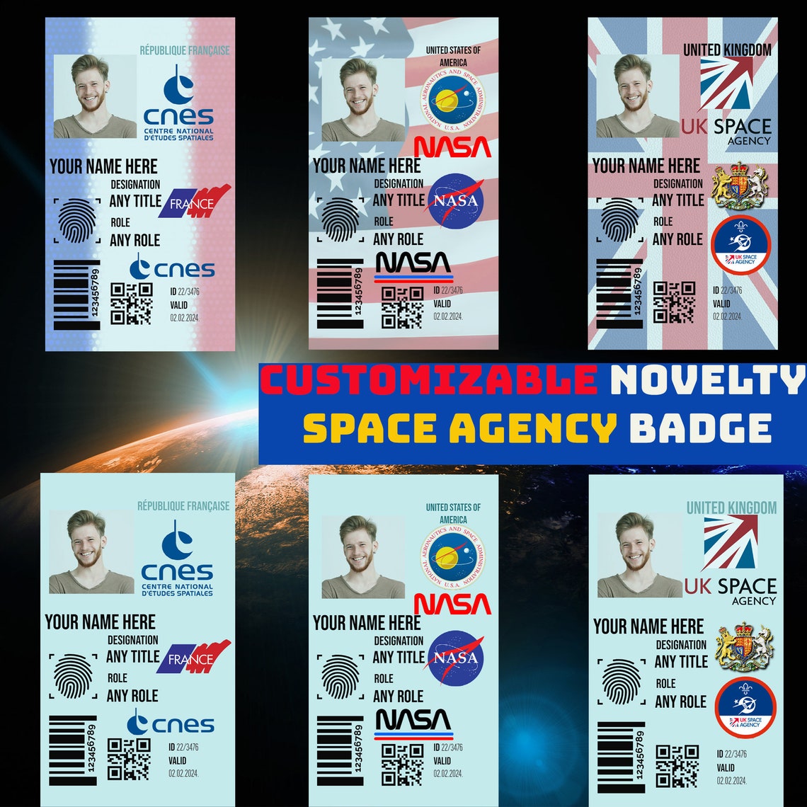 Customizable Novelty nasa id BadgeUnited kingdom space | Etsy