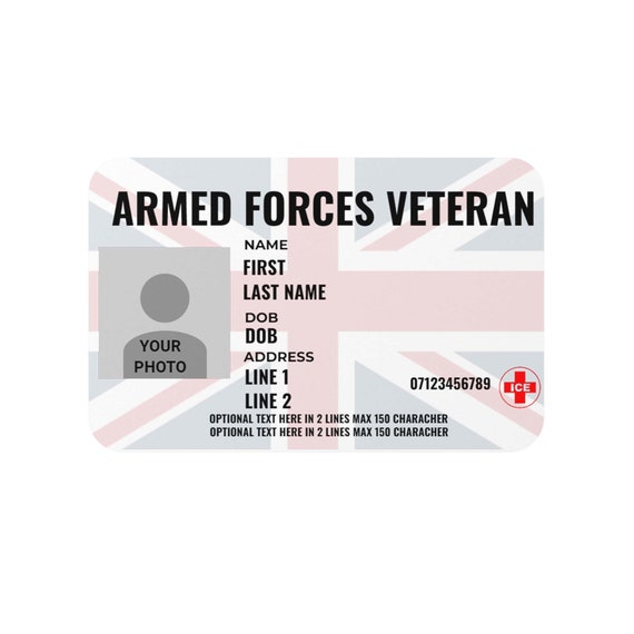 ID Card for Armed Forces Veteran ID Card for Ex Services Men Etsy