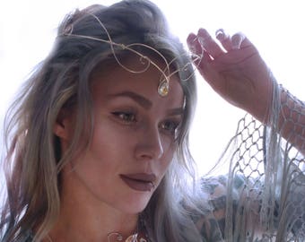 ELVISH CIRCLET- (silver headpiece-dif COLORS available)-elven headpiece-elven circlet-medieval headpiece-fairytale-Renaissance tiara-circlet