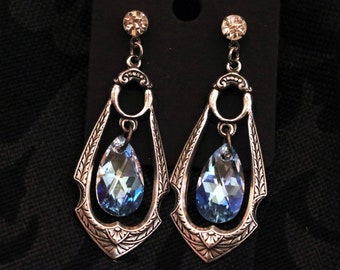 Victorian earrings , romantic statement earrings with crystal , victorian jewelry , vintage crystal earrings , victorian jewlery