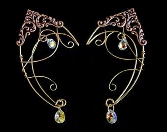 Manchettes d'oreille en or, oreilles d'elfe en fil de fer, manchettes d'oreille d'elfe, oreilles de fée, bijoux d'elfe, manchettes d'oreille elfique, boucles d'oreilles elfes, costume de fée, oreilles d'elfe