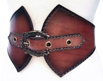 Wide Leather Belt, Renaissance Belt, Leather Waist Belt  display picture 2