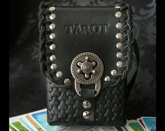 Leather tarot card case, tarot deck box, tarot card box, tarot card holder, tarot card case, unique pagan altar box, witchy gift