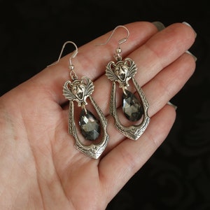 Boucles d'oreilles chauve-souris, bijoux vampire, boucles d'oreilles gothiques, boucles d'oreilles gothiques, bijoux chauve-souris, boucles d'oreilles en cristal, boucles d'oreilles gothiques victoriennes, image 6
