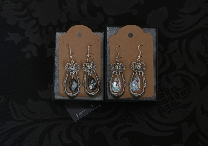 Boucles d'oreilles chauve-souris, bijoux vampire, boucles d'oreilles gothiques, boucles d'oreilles gothiques, bijoux chauve-souris, boucles d'oreilles en cristal, boucles d'oreilles gothiques victoriennes, image 7