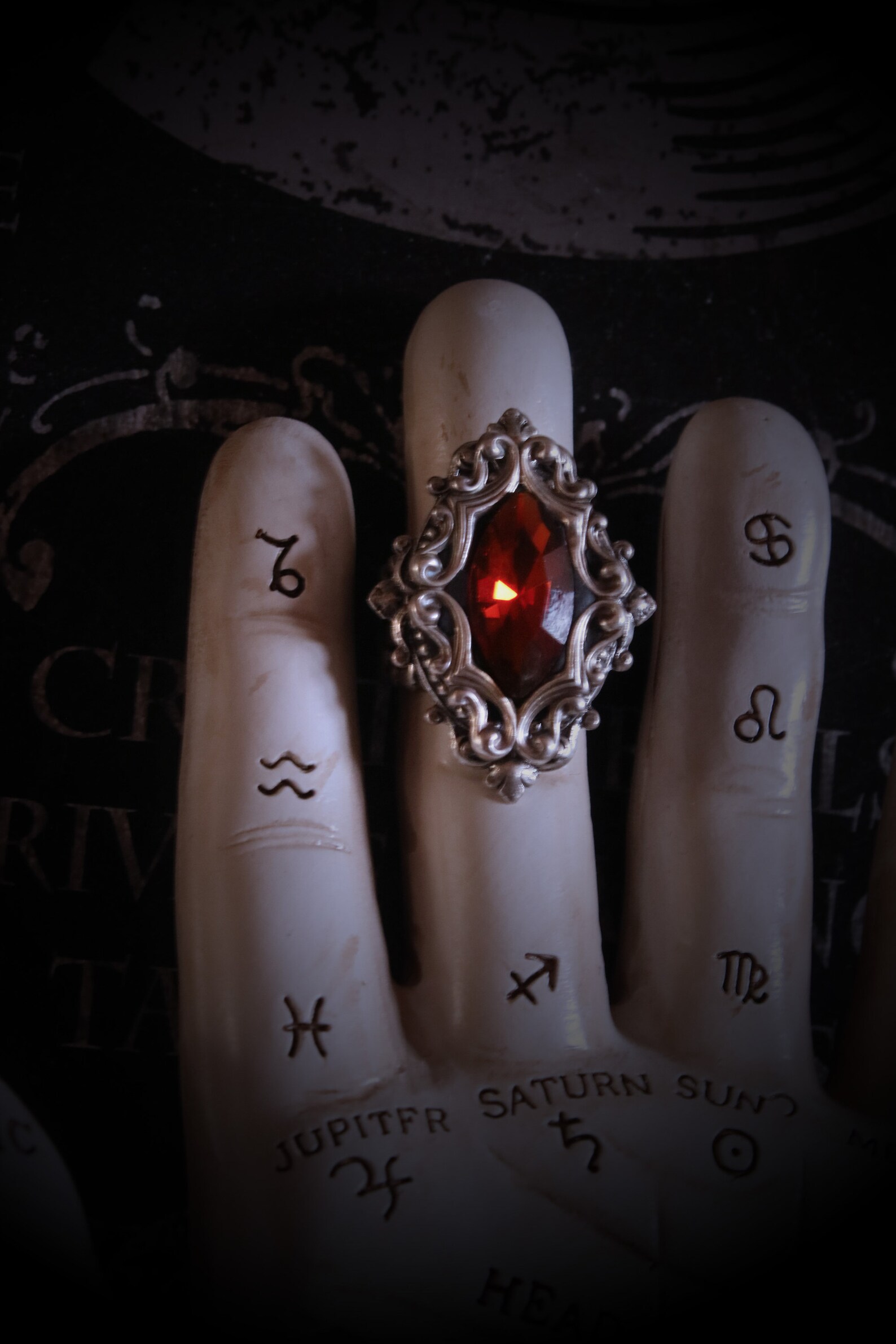 Goth Ring Vampire Ring Witch Ring Red Swarvaski Crystal Etsy