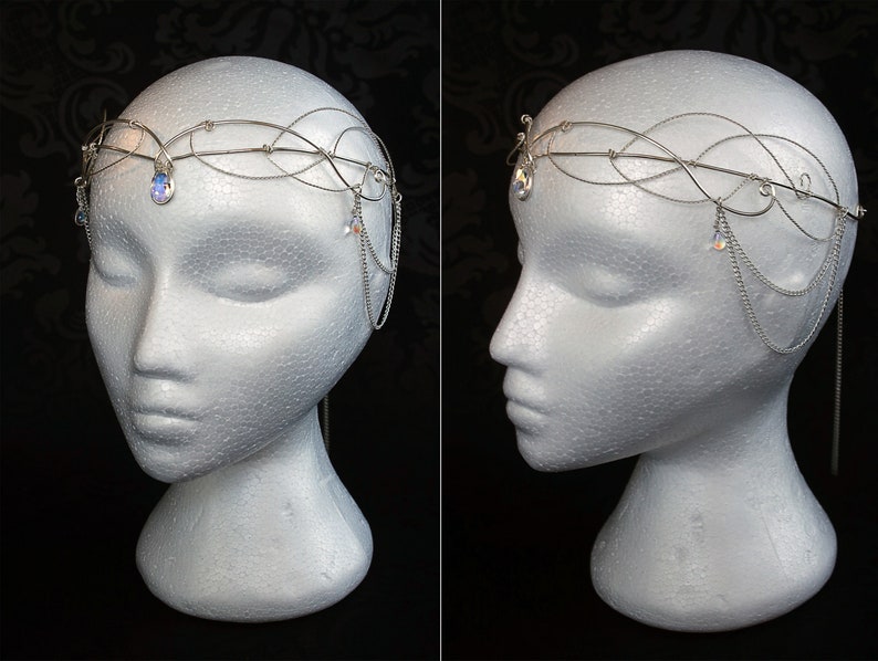 Arwen , circlet , ELVEN CROWN , Elvish circlet , LOTR headpiece with crystal , medieval renaissance circlet , crystal tiara , elven circlet image 6