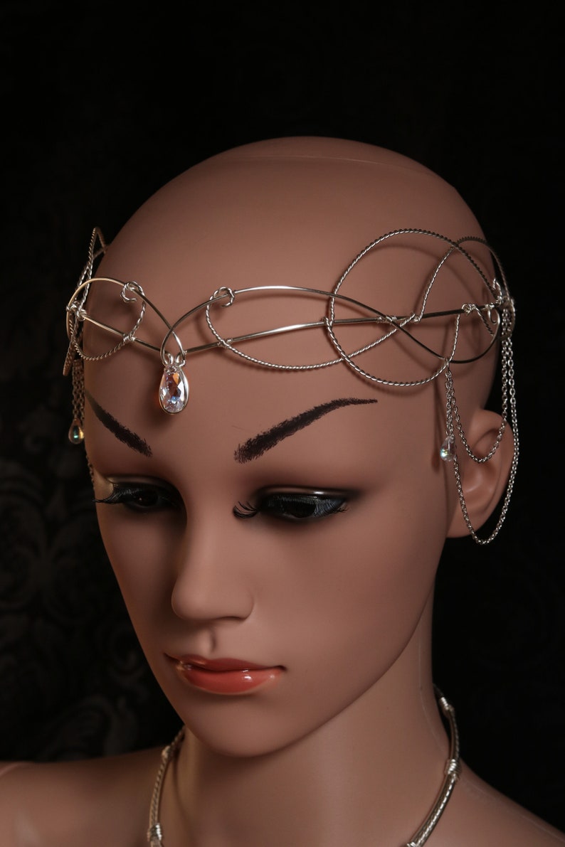 Arwen , circlet , ELVEN CROWN , Elvish circlet , LOTR headpiece with crystal , medieval renaissance circlet , crystal tiara , elven circlet image 1