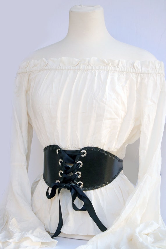 Corset Belt Leather Wide Waist Belt Lace Up Waist Belt Waspie Belt for  Women 