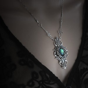 Ornate Labradorite Pendant , Romantic Elven Necklace , Gothic Victorian ...