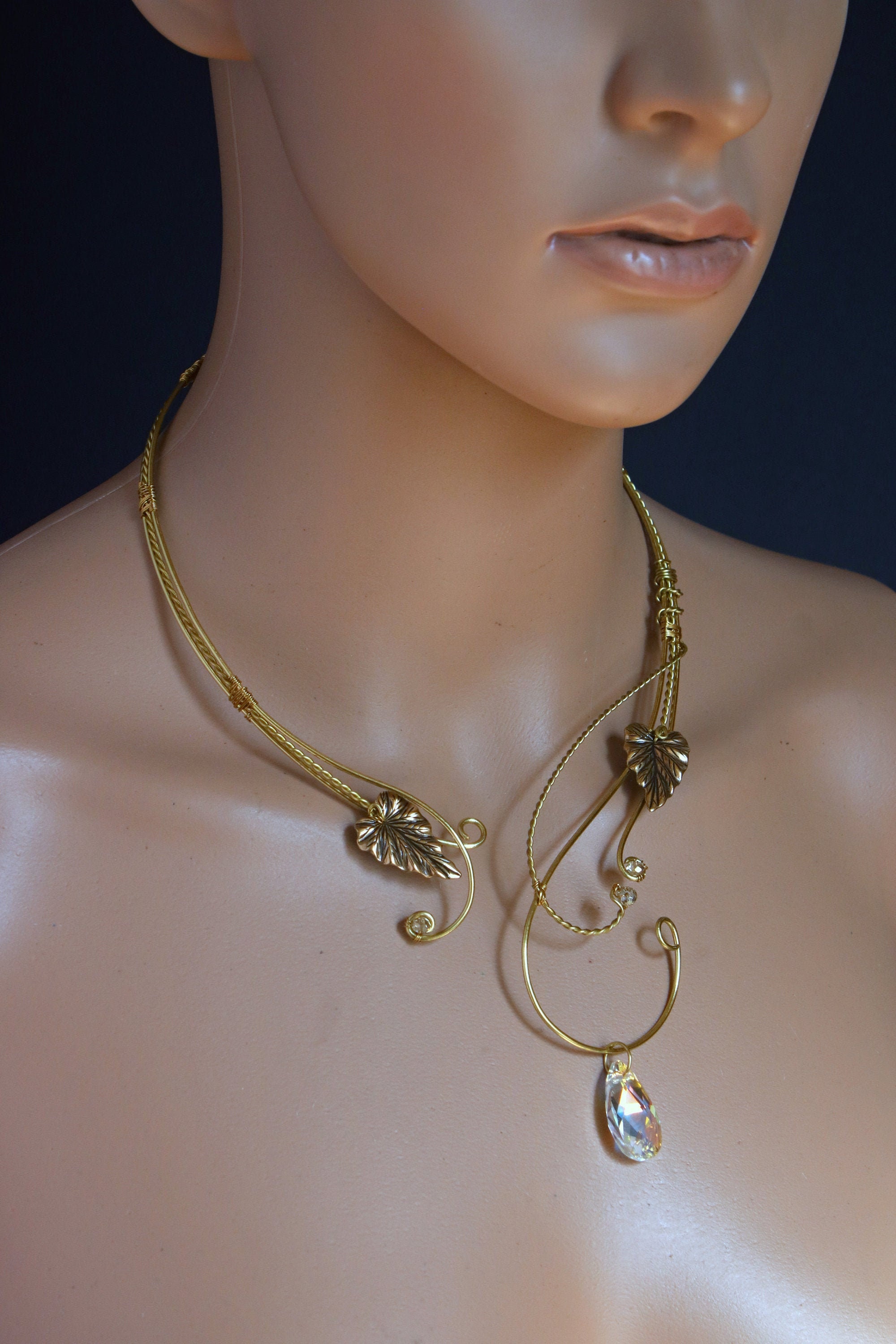 GOLD LEAF NECKLACE Torc Necklace Elven Necklace Etsy Canada
