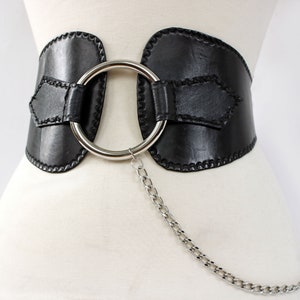CHAIN BELT , O-ring leather harness belt ,  waist cincher , Wide leather belt , waist belt , womens leather belt , cinch belt