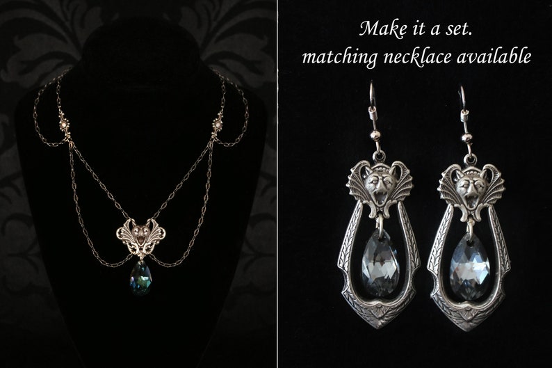 Boucles d'oreilles chauve-souris, bijoux vampire, boucles d'oreilles gothiques, boucles d'oreilles gothiques, bijoux chauve-souris, boucles d'oreilles en cristal, boucles d'oreilles gothiques victoriennes, image 5