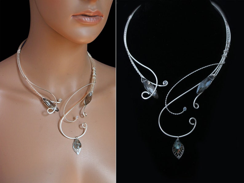 MYSTIC GREY silver torque necklace torc medieval necklace Etsy