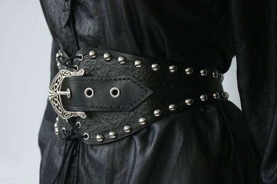 GOTHIC WAIST BELT , Studded Leather Belt , Leather Waist Cincher , Wide  Leather Belt , Leather Cinch Belt , Leather Belt Women 