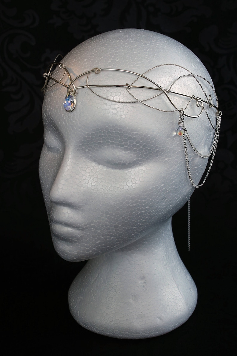 Arwen , circlet , ELVEN CROWN , Elvish circlet , LOTR headpiece with crystal , medieval renaissance circlet , crystal tiara , elven circlet image 5