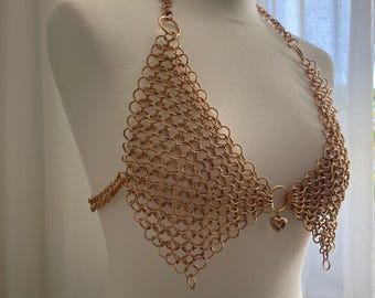 Top bikini in maglia metallica