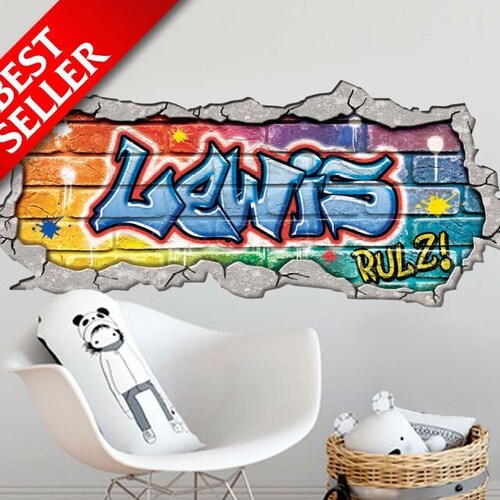 Personalised Graffiti Wall Art Decal Etsy