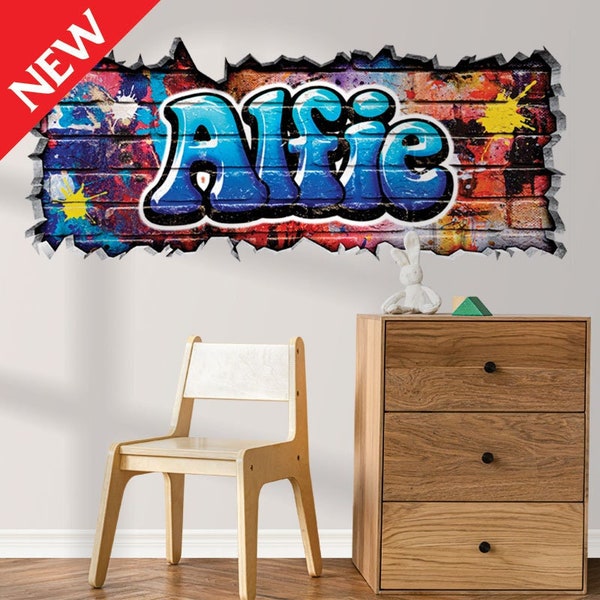 Personalised 3D Cracked Wall Effect Graffiti Wall Art Decal/Sticker