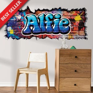 Personalised 3D Cracked Wall Effect Graffiti Wall Art Decal/Sticker