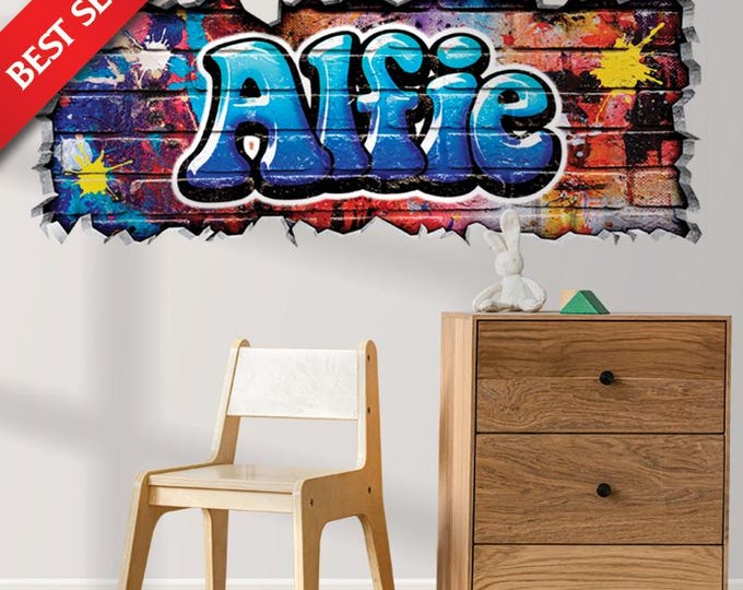 Personalised 3D Cracked Wall Effect Graffiti Wall Art Decal/Sticker