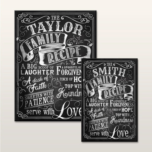 Personalised Chalkboard Effect Family Recipe Kitchen Sign/Wall Plaque