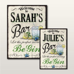 Personalised Gin Bar Signs