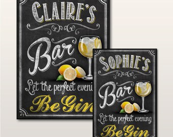 Personalised Lemon Gin Bar Signs