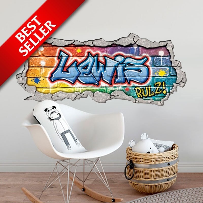 Personalised Graffiti Wall Art Decal Etsy