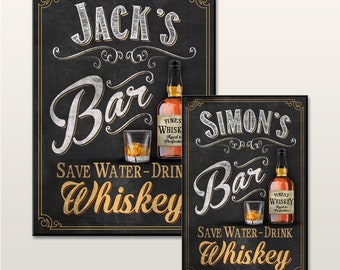 Personalised Whiskey Chalkboard Effect Bar Signs