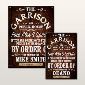 The Garrison Pub Personalised Bar Sign/Plaque